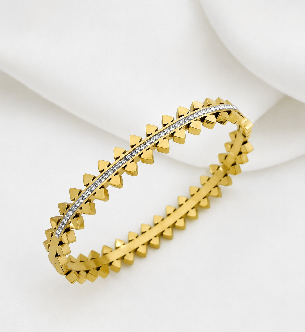Luxe Gold Crystal Studded Geometric Handcuff