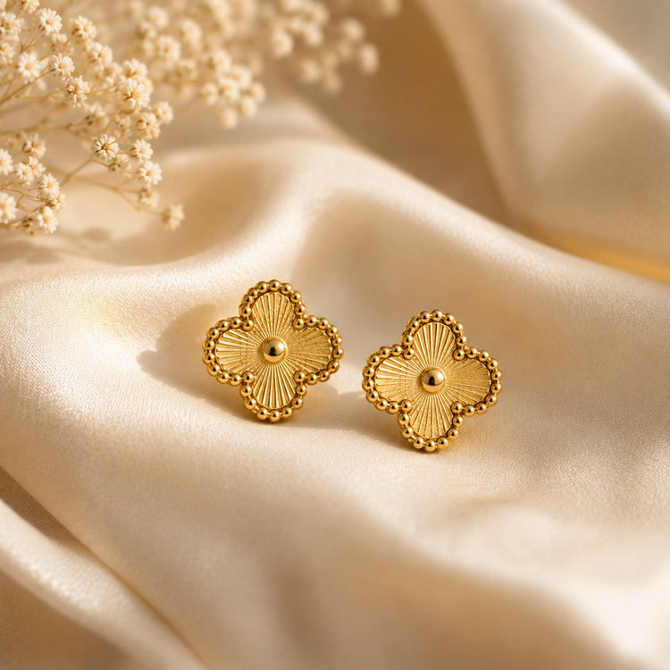 Golden Clover Bloom Studs
